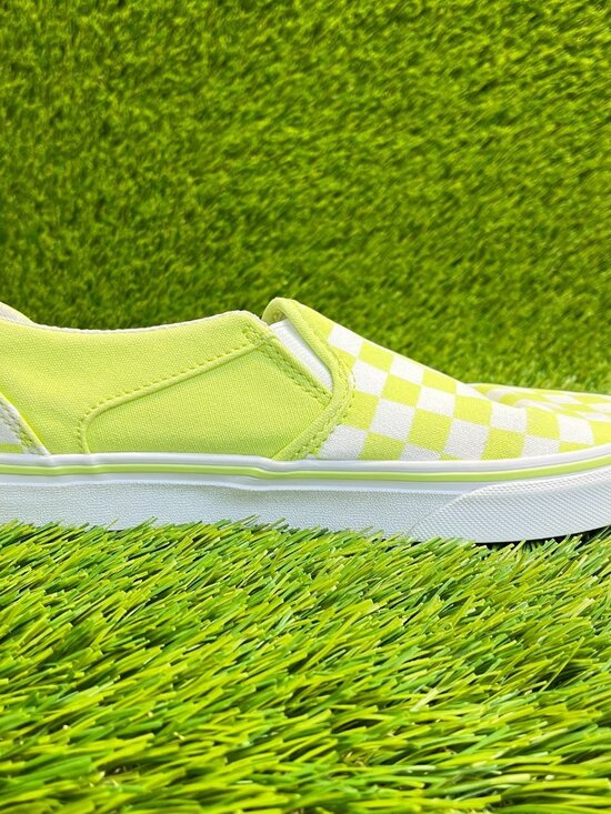 Vans Classic Slip-On Checkerboard Womens Size 7 Green Athletic Shoes Sneakers - Picture 4 of 10